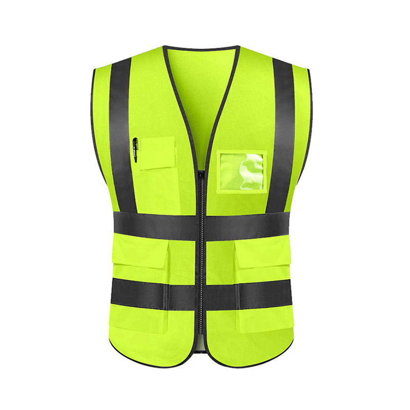 Hi-vis waistcoat with hook and loop fastening and reflective tape
